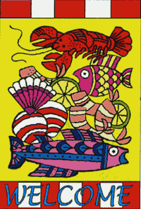 View Seafood Applique Flag 28"x44" - 00027TG