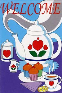 View Teapot Applique Flag 28"x44" (letters are appliqued on both sides) - 00034tg