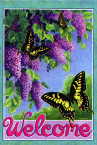 View Butterflies & Lilacs Flag 28"x40" - 0012CD