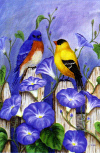 View Bluebird & Goldfinch Flag 28"x40" - 0025CD