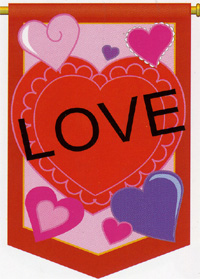 View Love Hearts Applique Flag 28"x44" (Letters are appliqued on both sides) - 01038tg