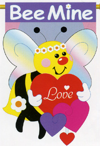 Bee Mine Applique Sculpted Flag 28"x44" (Letters are appliqued on both sides)