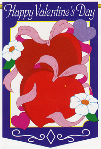 View Hearts Applique Flag 28"x44"  (Letters are appliqued on both sides) - 01041tg