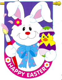 View Bunny With Chick Applique Flag 28"x44" - 03031tg