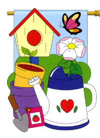 View Garden Scene Applique Flag 28"x44" - 04047TG