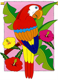 View Parrot Nylon Applique Flag 28"x44" - 05021TG