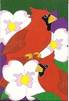 Twin Cardinals Applique Flag 28"x44"
