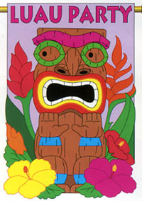 View Luau Party Applique Flag 28"x44" (Letters are Appliqued on both sides) - 06042tg