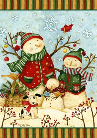 View Snow Family & Pup Flag 28"x40" - 0770CD