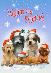 View Santa Puppies Flag 28"x40" - 0777CD