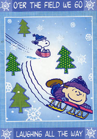 View Over the Fields We Go Snoopy Winter Flag 28"x40" - 08037