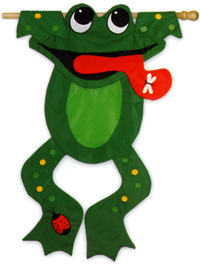 View Frog Sculpted Applique Garden Flag 14"x21" - 11330BEG