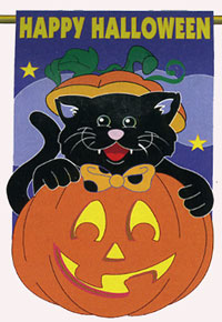 View Black Cat Applique Garden Flag 13.5"x18" - 62042TG