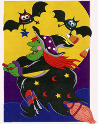 View Bats & Witch Halloween Flag 28"x44" - 12044TG