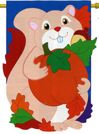 View Fall Squirrel Applique Garden Flag 13.5"x18" - 63028tg