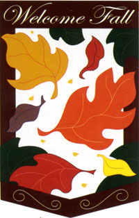 View Welcome Fall Leaves Applique Flag 28"x44" - 13032TG