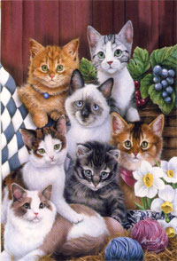 View Cuddly Kittens Silk Reflections Flag 29"x43" - 13076BEG