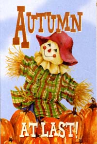 Autumn at Last Scarecrow Silk Reflections Garden Flag 12.5"x18"