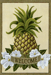 View Pineapple Welcome Silk Reflections Flag 29"x43" - 13591EG