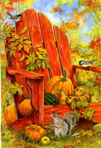 View Autumn Adirondack Silk Reflections Flag 29"x43" - 13727EG