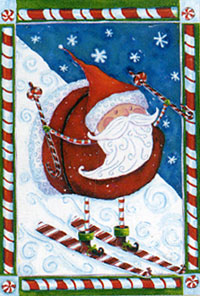 View Skiing Santa Flag 29"x43" - 13732EG