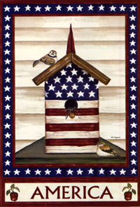 View Americana Birdhouse Silk Reflections Flag 29"x43" - 13745EG