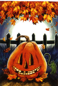 Jack-O-Lantern Silk Reflections Flag 12.5"x18"