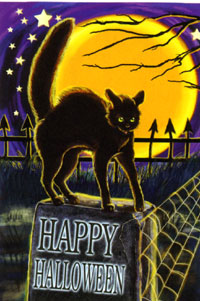 View Cat on Headstone Silk Reflections Flag 29"x43" - 13819EG