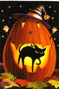View Jack O Black Cat Silk Reflections Flag 29"x43" - 13826EG