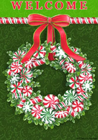 View Peppermint Wreath Flag 28"x40" - 1386CD
