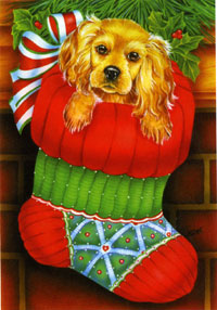 View Puppy in Stocking Silk Reflections Flag 29"x43" - 13860EG