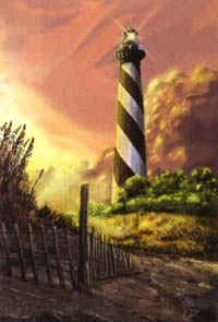 View Sunset on Lighthouse Silk Reflections Flag 29"x43" - 13868EG