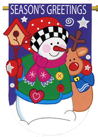 View Season's Greetings Applique Flag 28"x44" - 14059TG