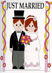 View Just Married Applique Garden Flag 13.5"x18" (100% all weather nylon) - 65018tg