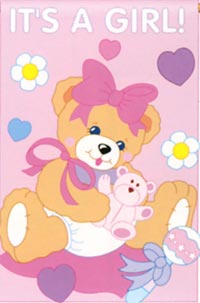 View It's A Girl Bear Applique Garden Flag 13.5"x18" (Letters are appliqued on both sides) - 65033tg