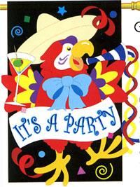View It's A Party Parrot Nylon Aqpplique Garden Flag 13.5"x18" - 65040TG