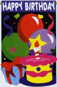 View Happy B-Day Applique Flag 28"x44" - 15060TG