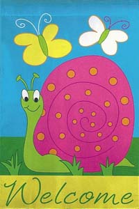 Welcome Snail Applique Flag 29" x 43"