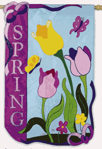 View Spring Has Sprung Applique Flag 28"x44" - 15370EG