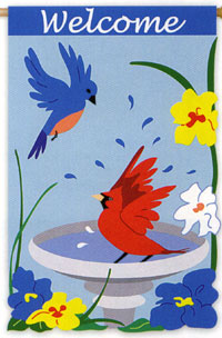 Birdbath Splash Applique Flag 28"x44"