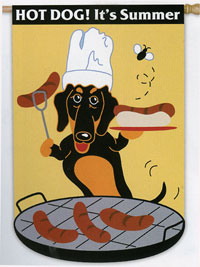View Hot Dog! It's Summer Applique Flag 28"x44" - 15425EG