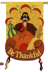 View Be Thankful Turkey Applique Flag  28"x44" - 15451EG