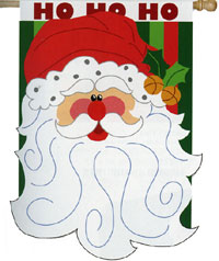 View Santa HO HO HO Applique Garden Flag 12.5"x18" - 16482EG