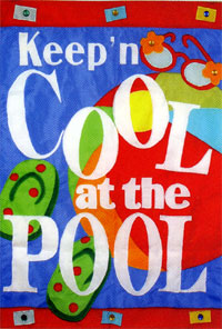 View Cool at the Pool Applique Flag 30"x44" - 15546EG