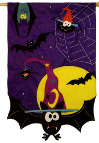 View The Bat in the Hat Applique Garden Flag 12.5"x18" - 16585EG