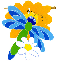 View Dragonfly Applique Sculpted Flag 30"x44" - 15621EG
