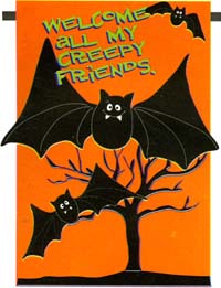 Welcome All My Creepy Friends Applique Garden Flag 12.5"x18"