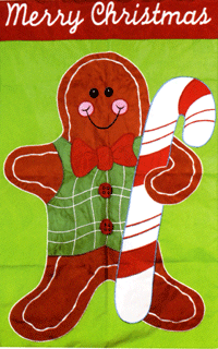 View Gingerbread Man Applique Garden Flag 12"x18" - 16686EG