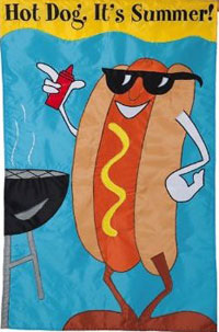 Hot Dog It's Summer applique flag 28"x44"