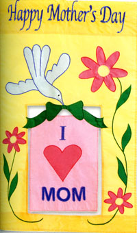 View I Love Mom applique Flag 28"x44" - 15788EG